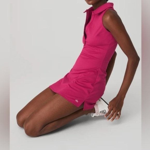 Alo Yoga Charmed Pink Tennis Sleeveless Polo Mini  Dress Size Small - Picture 4 of 16